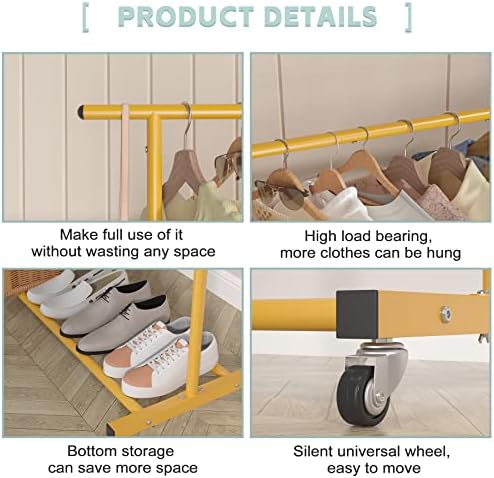 Sywhitta Double Rod Metal Clothing Garment Rack on Wheels - Image 5