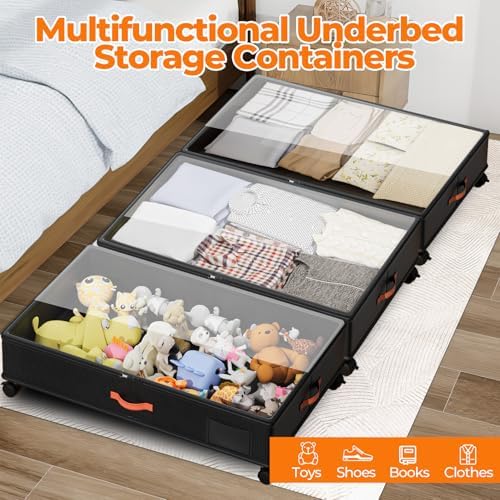 Under Bed Storage with Wheels, XXL Large Under the Bed Storage Organizer Bins - Image 6