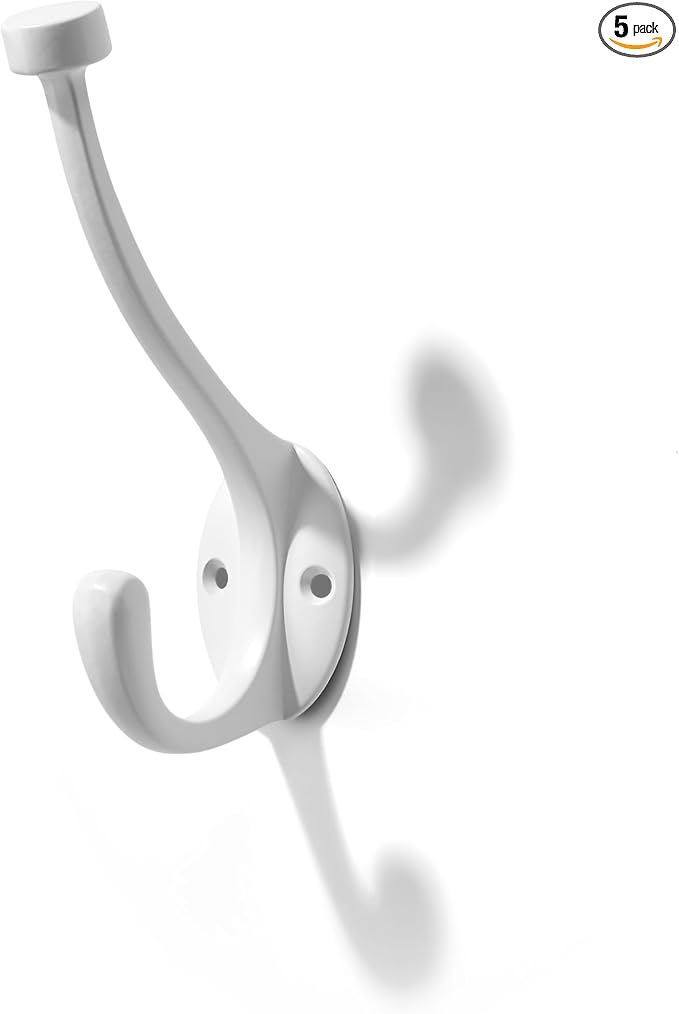 The 5 Pack 5-1/2 inch White Coat Hook zinc Alloy mudroom Hooks is Suitable by khtumeware