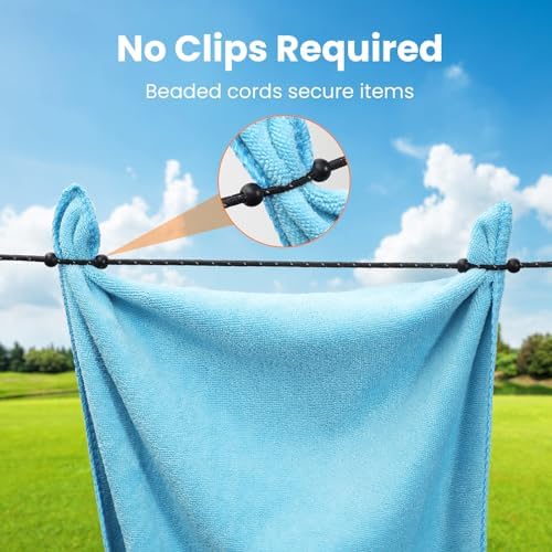 Compact Travel Clothesline Lightweight Camping Clothes Line, 24 Beads, 11.5 Feet - Image 4
