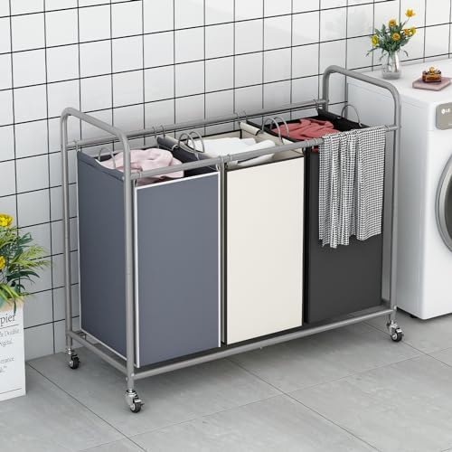 LINZINAR 3 Bags Laundry Hamper Assorted Laundry Basket 135L Laundry Sorter - Image 2