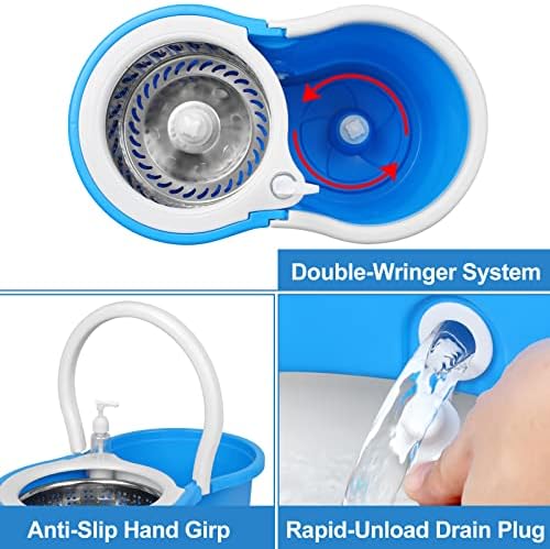 Mop and Bucket with Wringer Set, Separate Dirty Water with 3 Microfiber - Image 4