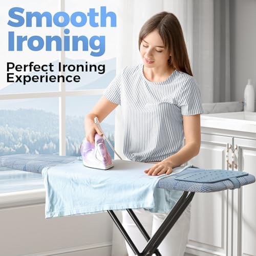 KINGBOARD Ironing Board with Silicon Iron Mat, Heavy Duty Leg 13x43 Blue - Image 3