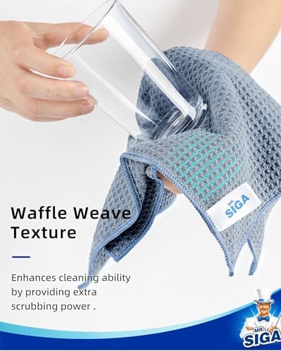 MR.SIGA Waffle Weave Cleaning Cloths, Ultra Absorbent and Lint Free, 6 Pack - Image 3