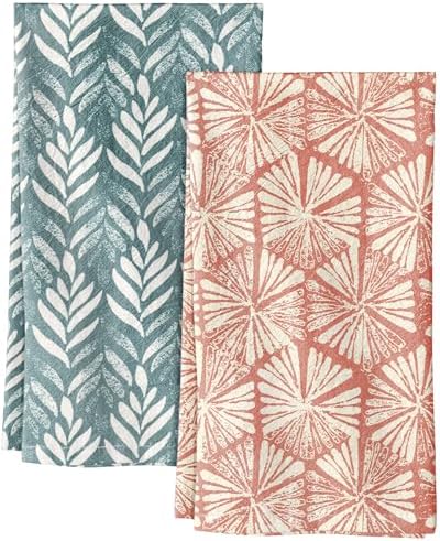 Miss Adola 2 Pack 150GSM Flour Sack Kitchen Towels, Botanical Flower by MissAdola