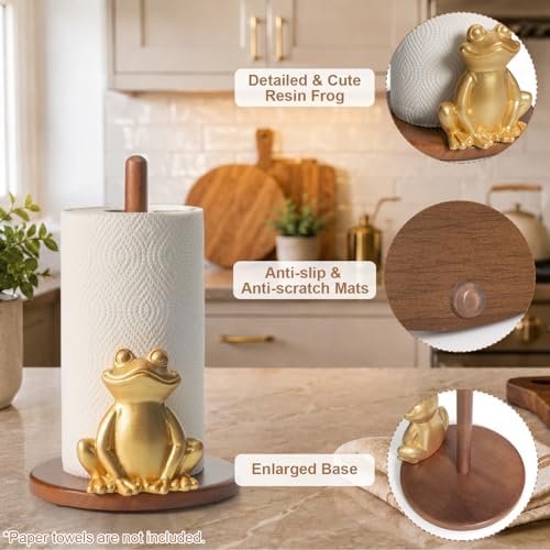 Gold Frog Paper Towel Holder Dopamine Whimsical Kitchen Decor Unique Fun - Image 7