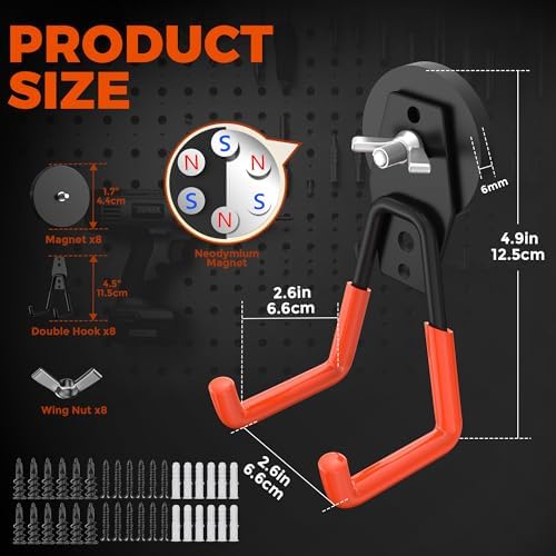 8 Pack Large Magnetic Hooks Heavy Duty, Strong Magnet Storage Hooks - Image 2