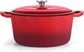 TeamFar Enameled Cast Iron Dutch Oven, 7qt Dutch Oven Pot Nonstick Cookware with Lid & Dual Handles for Bread Baking, Cooking, Oven Safe up to 500℉ & Various Stovetops, Healthy & Heavy Duty - Red