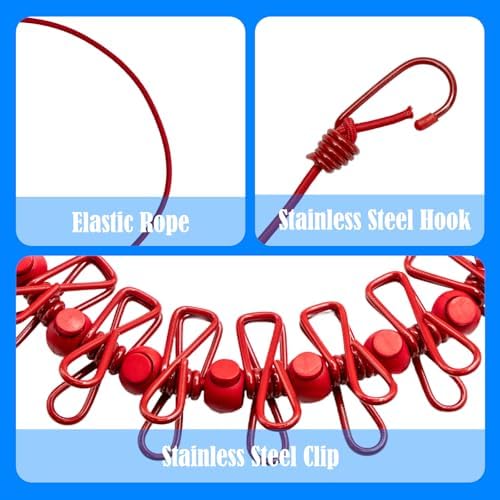 2 Pack Camping Clothesline Portable 12 Clothespins - Image 2
