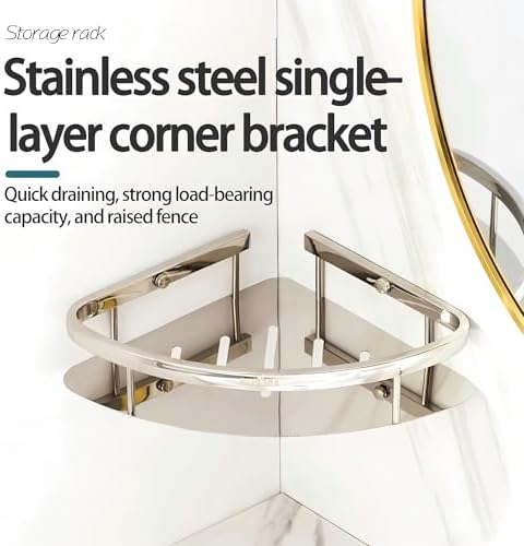 Corner Shower Caddy, 201 Stainless Steel Bathroom Shelf Organizer, Wall Mounted - Image 7
