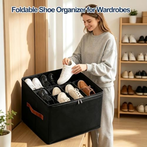 Oxford Fabric Foldable Design Shoe Organizer, Storage Box, Large Capacity - Image 3