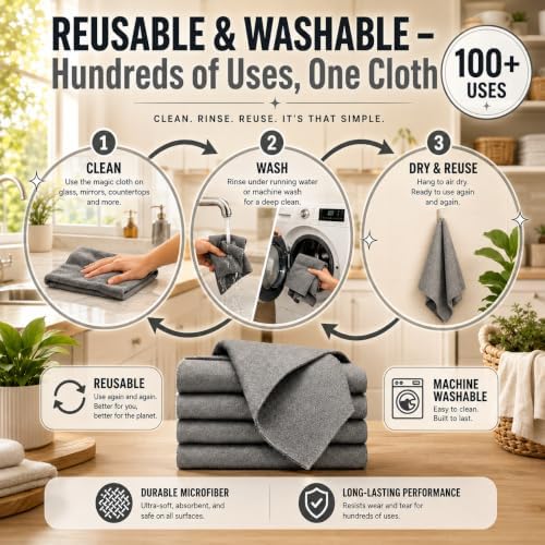 5-Pack Gemie Magic Cleaning Cloth, 16 * 12 in Lint Free Thickened Reusable - Image 5