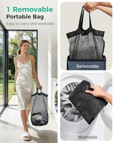 100L Laundry Hamper with Lid, Sturdy Clothes Hamper Heavy-Duty Laundry Basket - Image 5