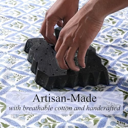 Ridhi Light Steel Blue Hand Block Print Cotton Kitchen Towels, 16x28 Inch - Image 4
