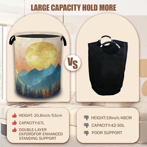 Mountains Sun Nature Scenery Laundry Baskets, Laundry Hamper, Storage Basket - Image 4