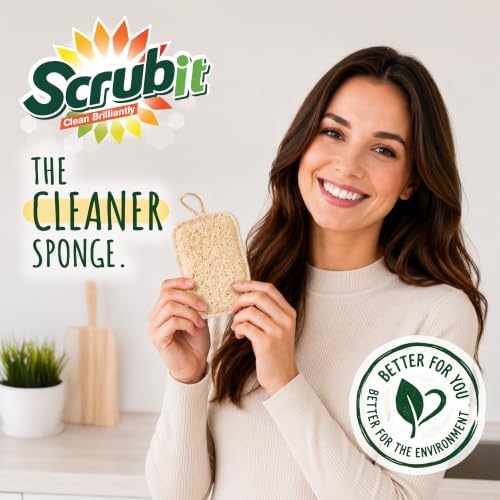 Natural Loofah Dish Sponge 3-Pack Natural Biodegradable Sponges - Image 4