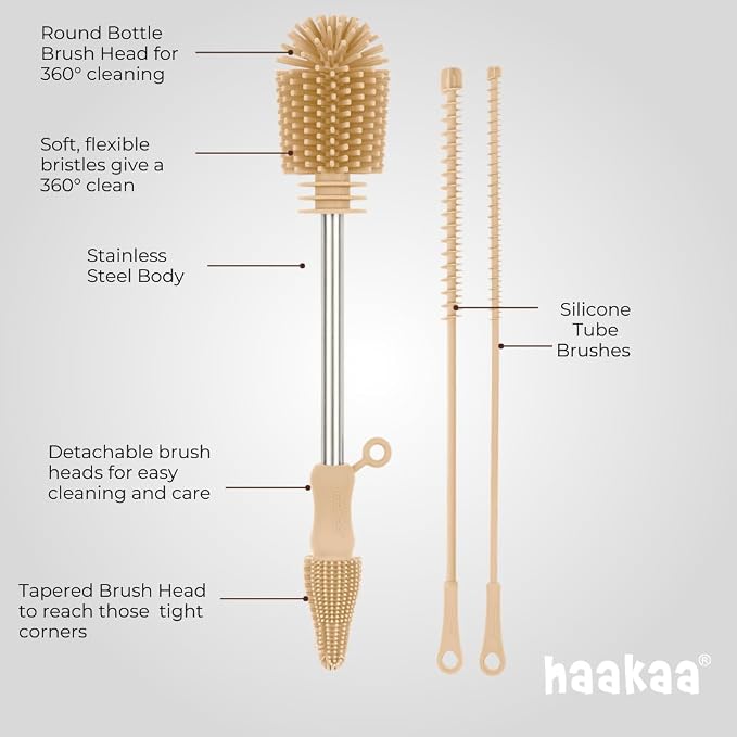 Haakaa Food-Grade Silicone Cleaning Brush Kit 3-Piece | Household Cleaning - Image 9