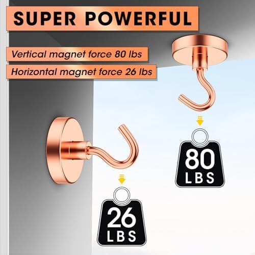 VNDUEEY Magnetic Hooks, 80 Lbs Super Earth Magnets Hooks - Image 2
