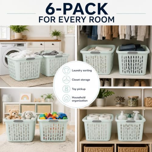Mint Laundry Basket 6-Pack, 1.5 Bushel Square - Image 3