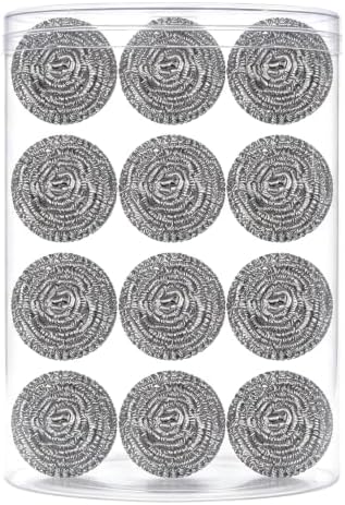 12Pcs Steel Wool Scrubber Pads for Cleaning Dishes, Sinks by Carrie+Joe