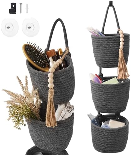LIGHT DUST Wall Hanging Rope Baskets 3-Tier Boho Organizers by LIGHTDUST