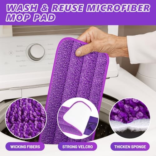 HOMTOYOU Spray Mops for Floor Cleaning: Wet Mop for Hardwood Tile Wood - Image 3