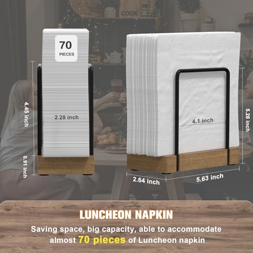 Wican Napkin Holder for Table, Acacia Iron Standing Napkin Dispenser - Image 6