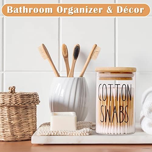 ROADPLUM Qtip Holder Bathroom Set, 4 Pack 10 oz Glass Bathroom Jars - Image 5