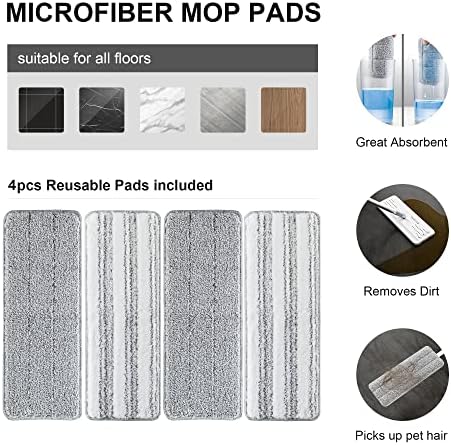 BOSHENG Mop and Bucket with Wringer Set, Flat Floor Mop and Bucket, with 2 Mops - Image 5