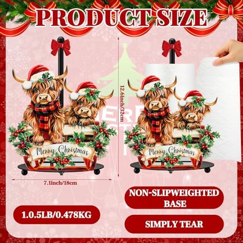 Chunful Christmas Highland Cow Paper Towel Holder - Image 3