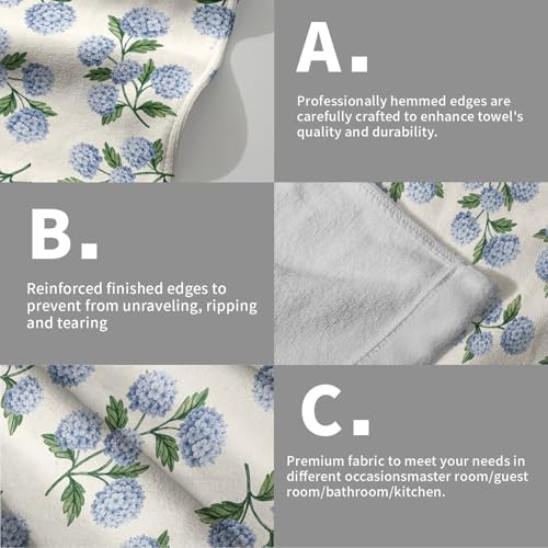 2 Pack Blue Hydrangea Floral Hand Towels - Image 5