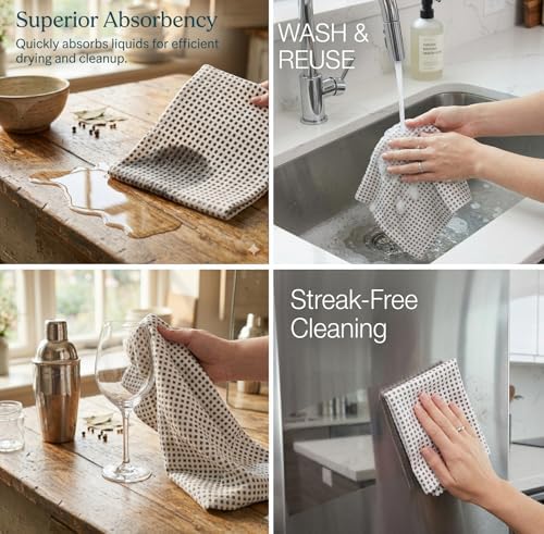 Urban Villa Kitchen Towels Cotton Dish Towels 20”x30” Grey White - Image 7