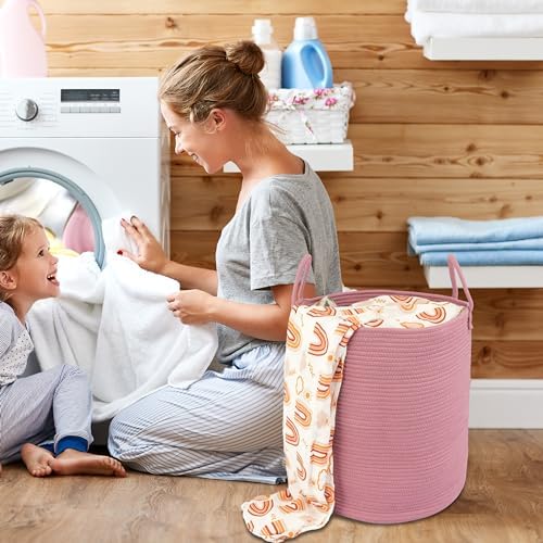 XUANGUO Cotton Rope Laundry Basket Hamper - Image 4