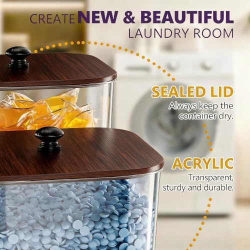 3+1 Pack Brown Laundry Pods Container, Large Detergent Powder Storage - Image 2