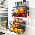 Mefirt Fruit Bowl, Stackable Wall Mounted Fruit Basket of Smooth Wood Lid by Mefirt