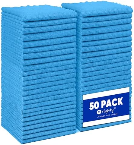 Orighty Microfiber Cleaning Cloth Bulk, 50 Pack Shop Towels 12x12 in by AllRightinOrighty