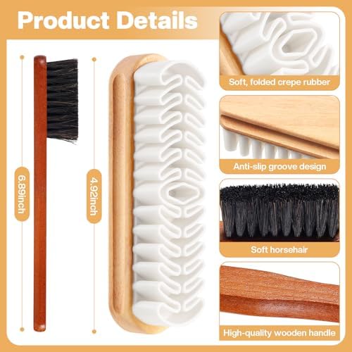 2 Pcs Suede Shoe Brush Nubuck Leather Cleaner Shoes Shine Dauber Crepe - Image 3