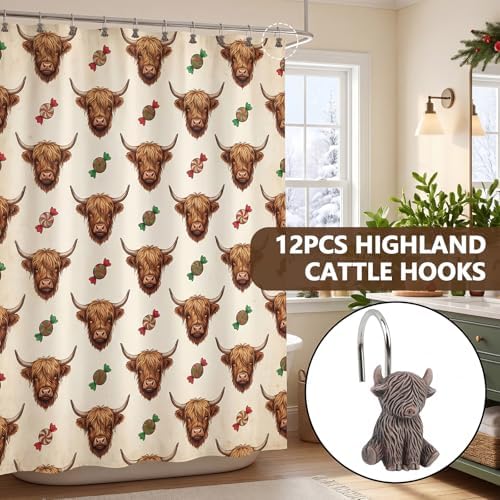 12 Pcs Highland Cow Shower Curtain Hooks, Vintage Resin Shower Curtain Hangers - Image 7