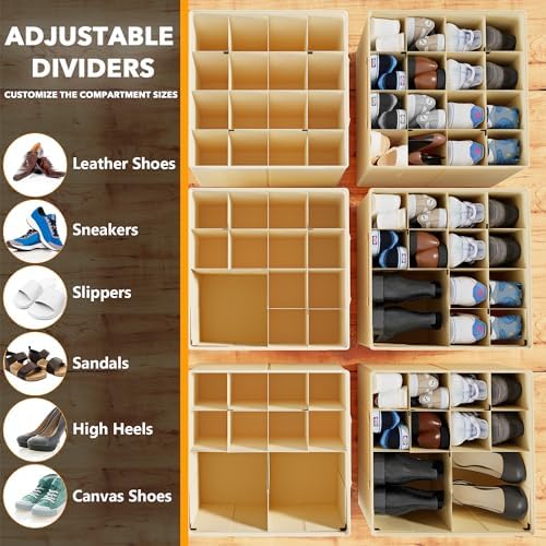 SpaceAid Shoe Organizer for Closet, 2 Pack Foldable Shoe Storage Containers - Image 3