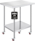 OSTBA Stainless Steel Table for Prep & Work 24x30 Inches with Casters Wheels, NSF Metal Commercial Heavy Duty Table with Adjustable Undershelf for Restaurant Kitchen Home and Hotel