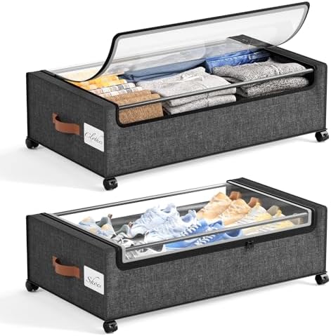 Yecaye 82L Under Bed Storage Containers, Fits 9.4" Under Bed, 2 Pack by Yecaye