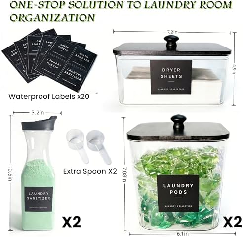 3+2 Pack Laundry Pods Containers & Dryer Sheet Holder & Laundry Detergent - Image 2