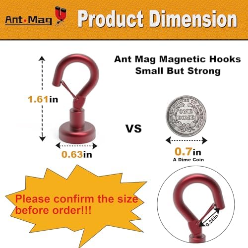 Ant Mag Magnetic Hooks Heavy Duty 22LBS Strong Magnet Snap Hooks 8 Pack - Image 2