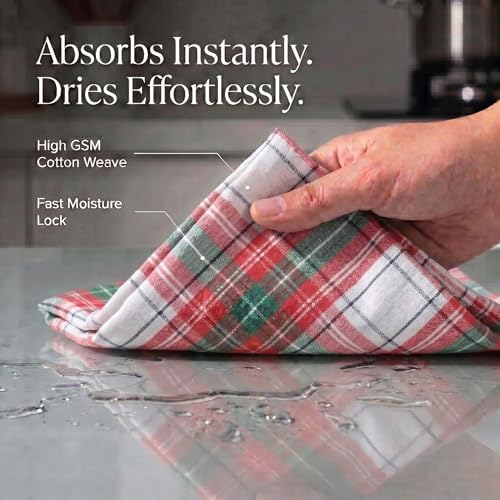 Urban Villa KitchenTowels Cotton DishTowels 20”x30” Christ Check - Image 2