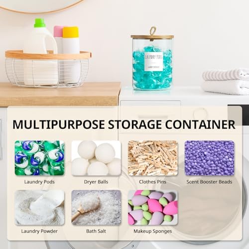 Glass Laundry Pods Container, Half Gallon 2 Liter Laundry Jars - Image 4