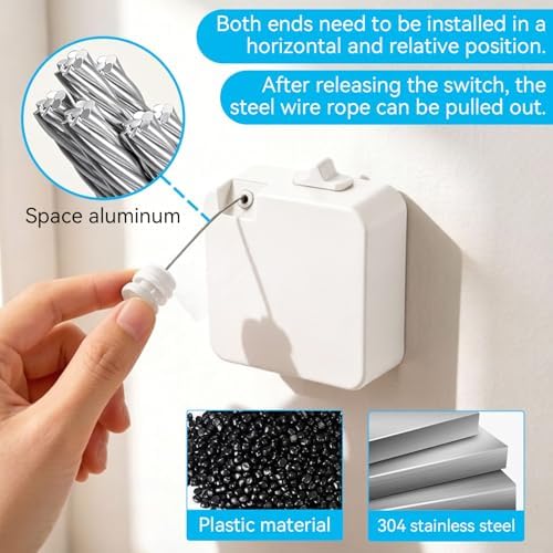 Retractable Clothesline Indoor Outdoor 20 FT, Heavy Duty Clothes Drying Laundry - Image 6