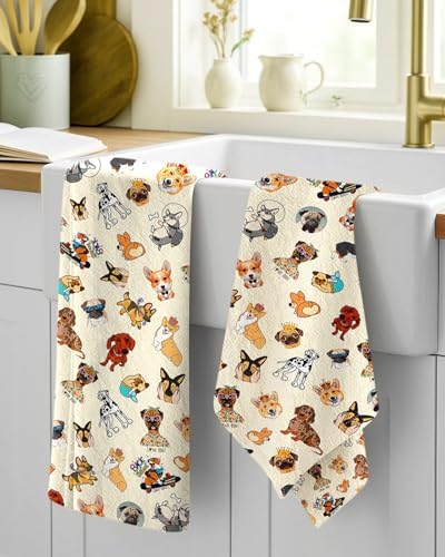 Miss Adola 150GSM Flour Sack Kitchen Towels Set of 2, Dog Lovers - Image 2