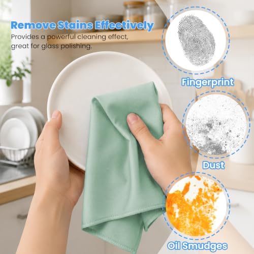 Puomue 12 Pack Microfiber Glass Cleaning Cloth, 10.8 Inch x 13.8 Inch, Lint - Image 6
