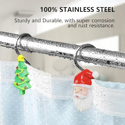 Christmas Home Decorative Shower Curtain Hooks – Set of 12 Rust-Resistant - Image 3
