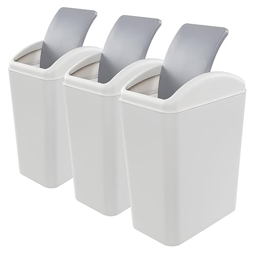 4.5 Gallon Plastic Trash Can with Swing Lid, Swing Top Garbage Can, 3 Packs